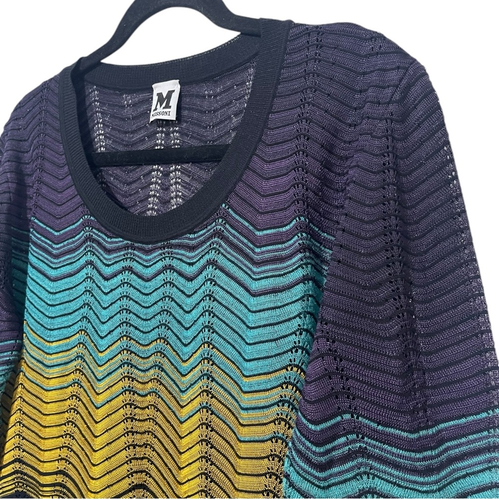 M Missoni Multicolored Wave Texture Knit Long Sleeve Dress Size M - Picture 8 of 13